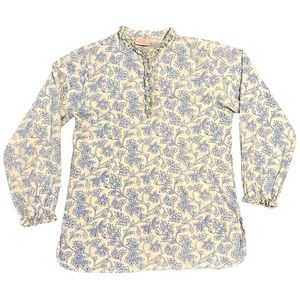 RUNGOLEE Women’s Floral Ruffled Collar Lightweight 3/4 Sleeve Blouse,  Small S